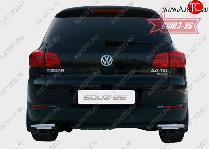 15 614 р. Защита заднего бампера из боковых уголков Souz-96 (d42) Volkswagen Tiguan NF рестайлинг (2011-2017)  с доставкой в г. Омск