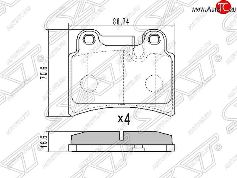 889 р. Колодки тормозные SAT (задние, 86,74*70,6*16,6) Volkswagen Touareg GP дорестайлинг (2002-2007)  с доставкой в г. Омск