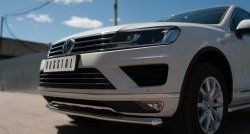 16 999 р. Одинарная защита переднего бампера диаметром 63 мм SLITKOFF  Volkswagen Touareg  NF (2014-2018) рестайлинг  с доставкой в г. Омск. Увеличить фотографию 2