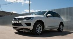 16 999 р. Одинарная защита переднего бампера диаметром 63 мм SLITKOFF  Volkswagen Touareg  NF (2014-2018) рестайлинг  с доставкой в г. Омск. Увеличить фотографию 4