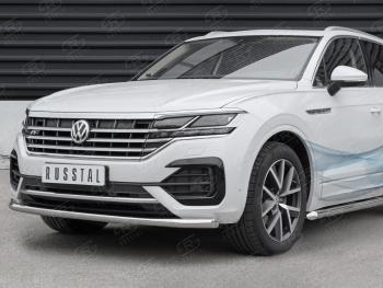 23 999 р. Защита переднего бампера (Ø63 мм, нержавейка, NOT 2.0 TSI) SLITKOFF Volkswagen Touareg CR (2018-2025)  с доставкой в г. Омск. Увеличить фотографию 2