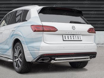 17 749 р. Защита заднего бампера (2 трубы Ø63 и 42 мм, нержавейка) Russtal  Volkswagen Touareg  CR (2018-2024)  с доставкой в г. Омск. Увеличить фотографию 2