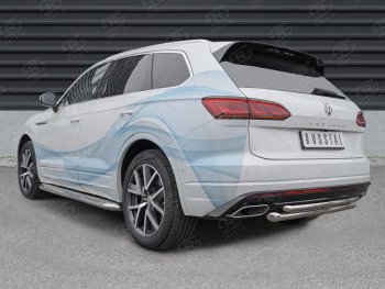 17 749 р. Защита заднего бампера (2 трубы Ø63 и 42 мм, нержавейка) Russtal  Volkswagen Touareg  CR (2018-2024)  с доставкой в г. Омск. Увеличить фотографию 3