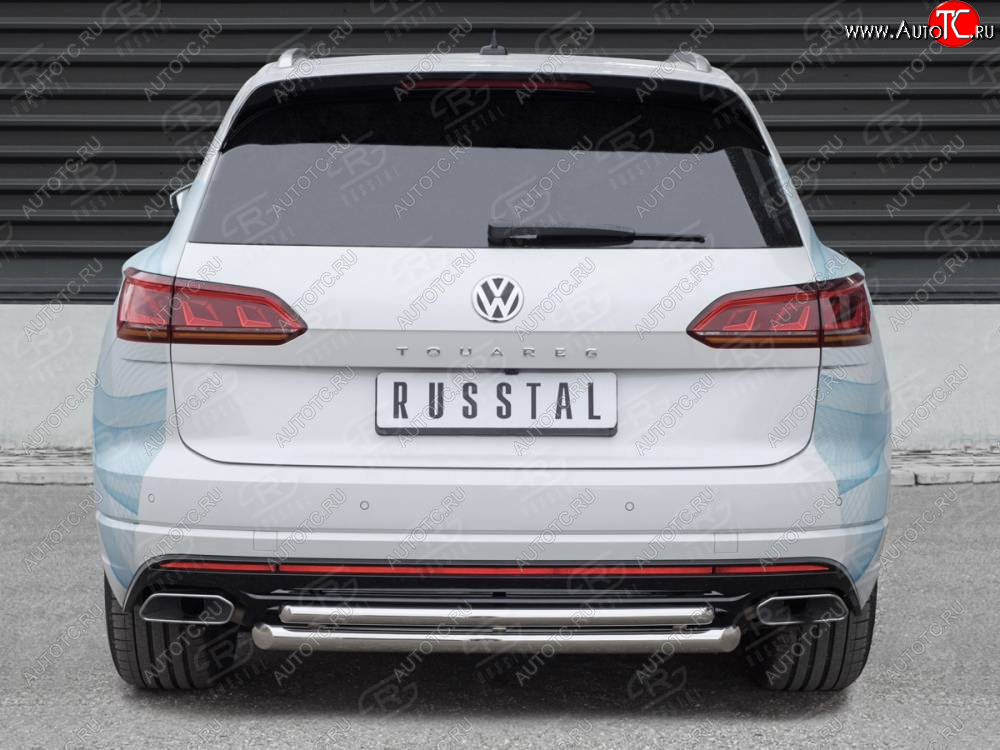 17 749 р. Защита заднего бампера (2 трубы Ø63 и 42 мм, нержавейка) Russtal  Volkswagen Touareg  CR (2018-2024)  с доставкой в г. Омск