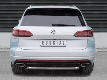 11 999 р. Защита заднего бампера (Ø63 мм, нержавейка) Russtal Volkswagen Touareg CR (2018-2024)  с доставкой в г. Омск. Увеличить фотографию 1