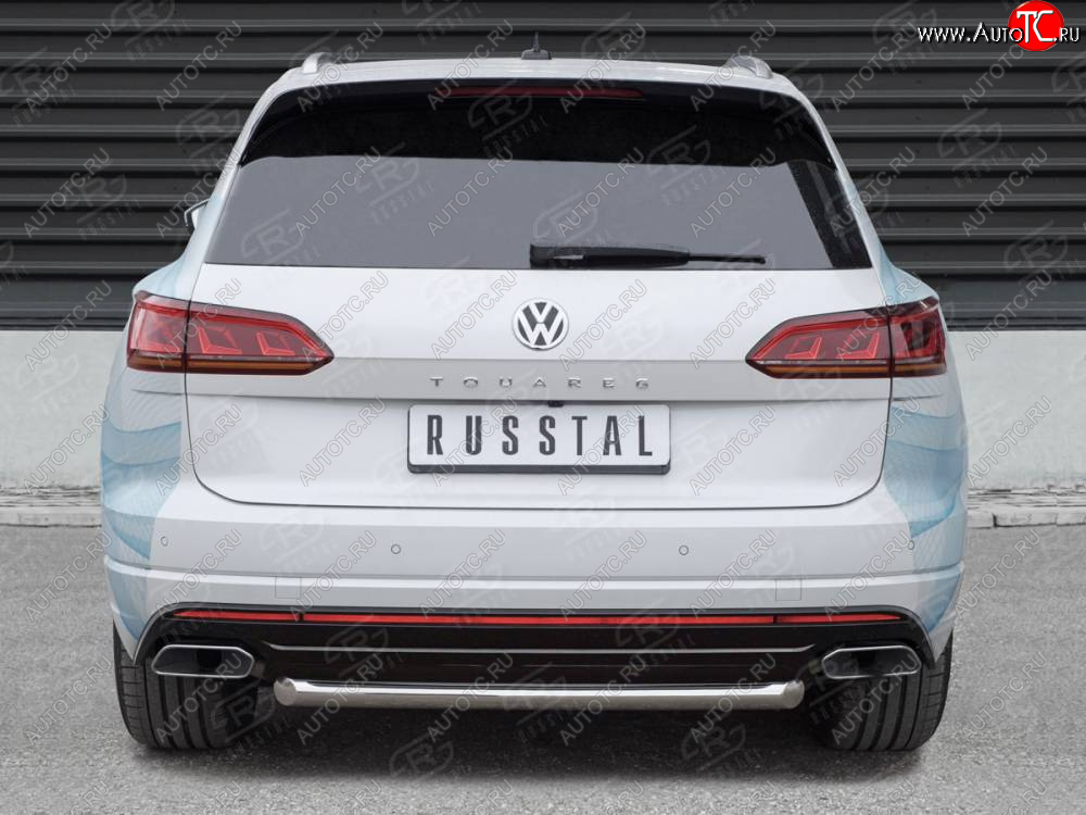 11 999 р. Защита заднего бампера (Ø63 мм, нержавейка) Russtal  Volkswagen Touareg  CR (2018-2024)  с доставкой в г. Омск