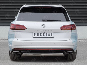 16 699 р. Защита заднего бампера (Ø75х42 мм, нержавейка) Russtal Volkswagen Touareg CR (2018-2024)  с доставкой в г. Омск. Увеличить фотографию 1