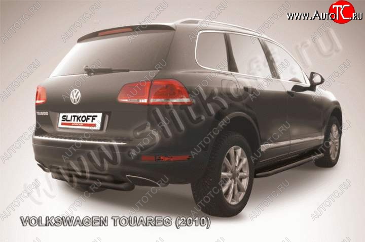 6 999 р. Защита задняя Slitkoff  Volkswagen Touareg  NF (2010-2014) дорестайлинг (Цвет: серебристый)  с доставкой в г. Омск