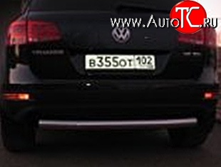 7 849 р. Защита заднего бампера из трубы диаметром 76 мм Металл Дизайн Volkswagen Touareg NF дорестайлинг (2010-2014)  с доставкой в г. Омск