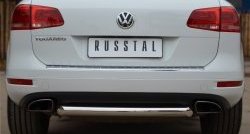 Одинарная защита заднего бампера из трубы диаметром 76 мм SLITKOFF Volkswagen Touareg NF дорестайлинг (2010-2014)