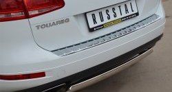 16 849 р. Защита заднего бампера (Ø75x42 мм, нержавейка) Russtal Volkswagen Touareg NF дорестайлинг (2010-2014)  с доставкой в г. Омск. Увеличить фотографию 2