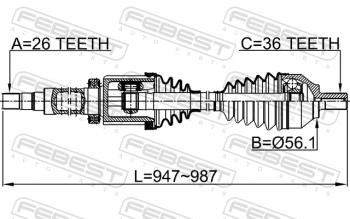 15 299 р. Правый привод передний в сборе FEBEST Volvo 740 (1985-1992)  с доставкой в г. Омск. Увеличить фотографию 2