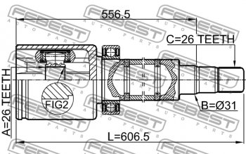 8 599 р. Правый шрус внутренний передний Febest (26X31X26) Volvo S40 MS седан дорестайлинг (2004-2007)  с доставкой в г. Омск. Увеличить фотографию 2