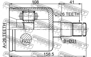 6 999 р. Левый шрус внутренний передний Febest (26X31X26) Volvo S40 MS седан дорестайлинг (2004-2007)  с доставкой в г. Омск. Увеличить фотографию 2