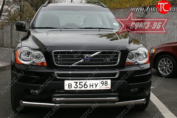 16 379 р. Защита переднего бампера двойная Souz-96 (d76/60) Volvo XC90 C рестайлинг (2006-2014)  с доставкой в г. Омск