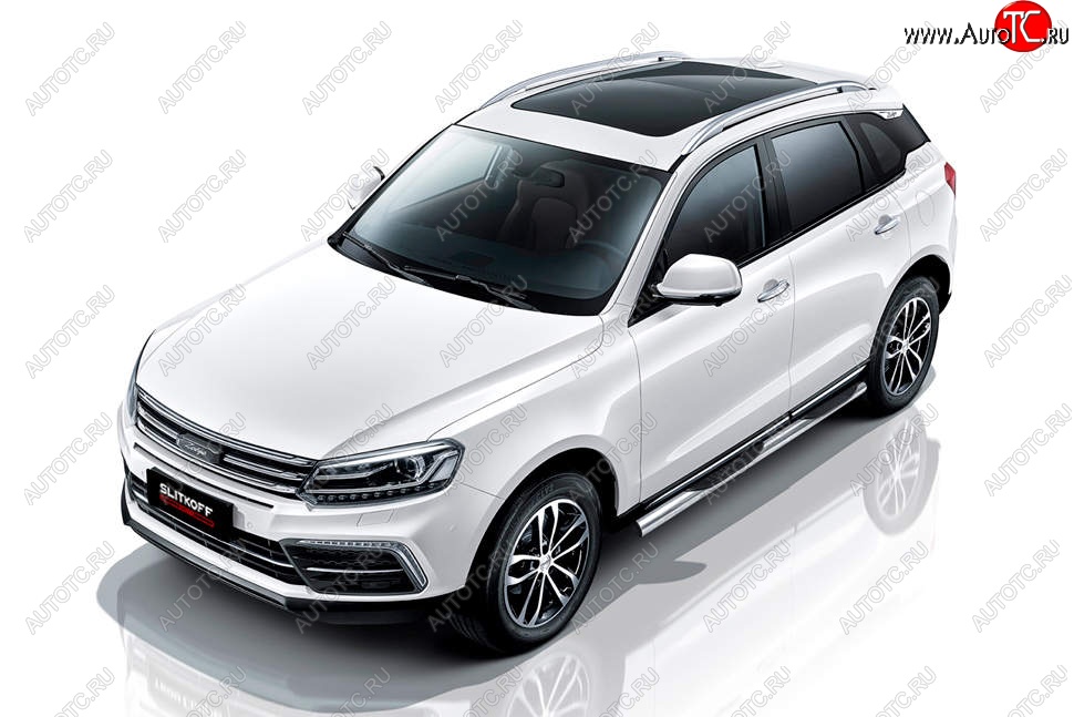 17 899 р. Защита порогов Slitkoff (d76 мм, с проступями)  Zotye Coupa  B11F (2019-2021) (Нержавейка, Полированная)  с доставкой в г. Омск