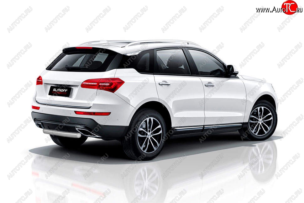 4 399 р. Защита заднего бампера Slitkoff (короткая, d57 мм)  Zotye Coupa  B11F (2019-2021) (Сталь с полимерным покрытием. Цвет: серебристый)  с доставкой в г. Омск